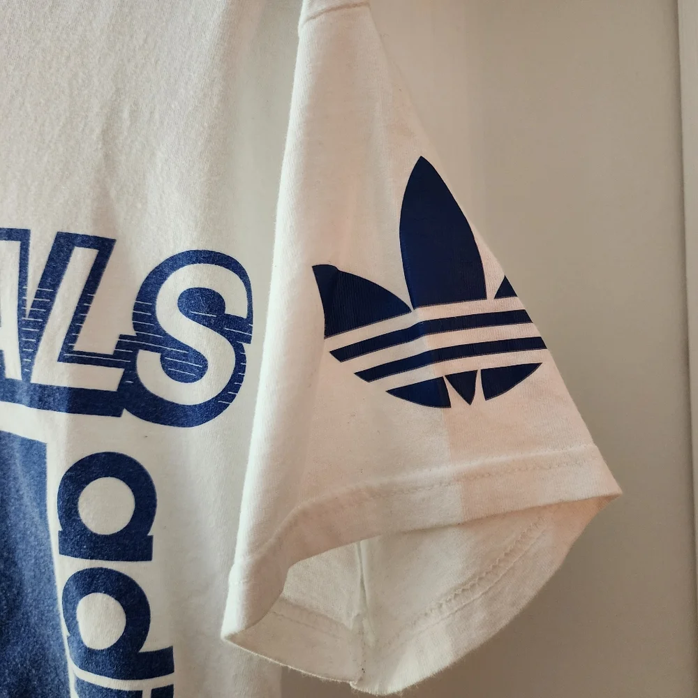 Adidas Small T Shirt Vintage 70s Blue‎ White A10